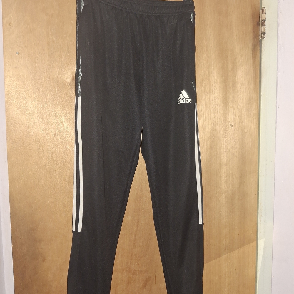 Adidas Womens Black Joggers with White Stripes